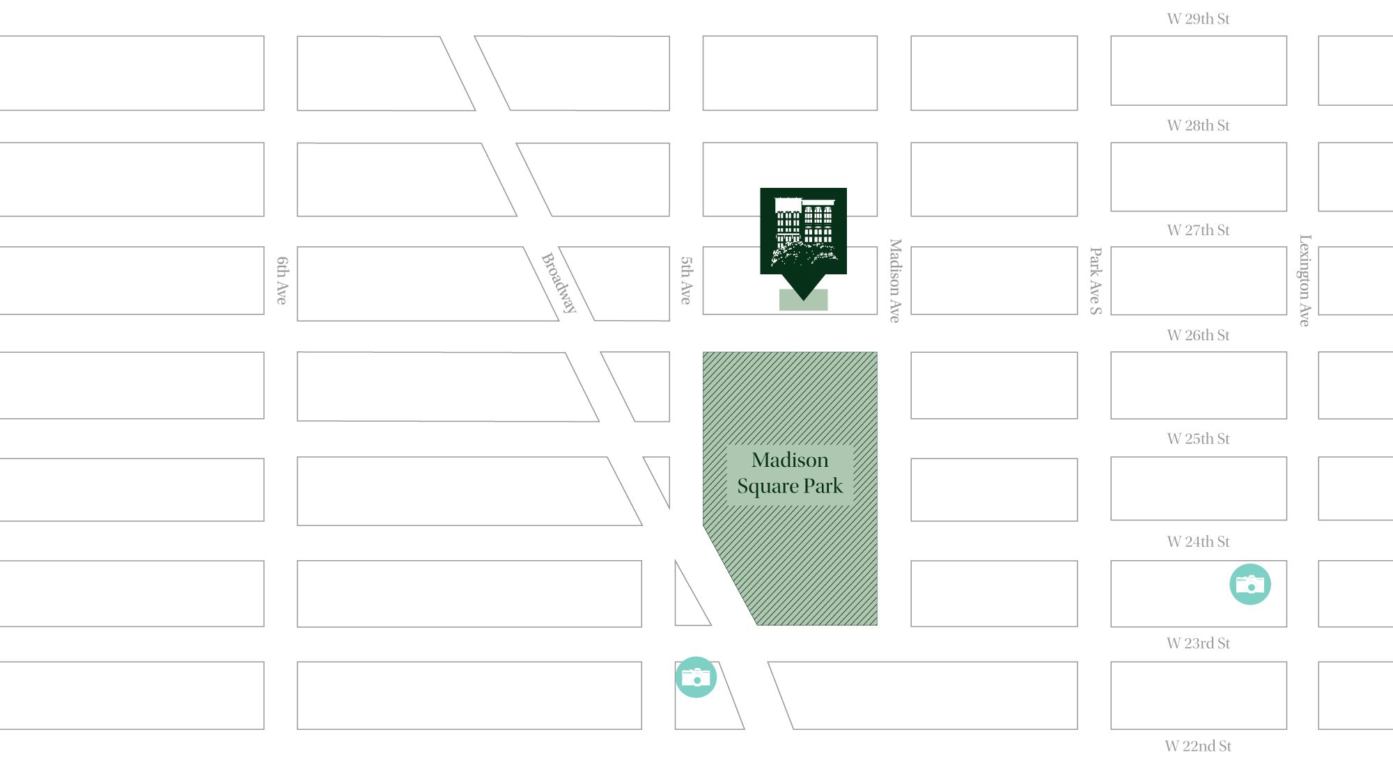 A map of 11 East 26th Street's proximity to cultural landmarks
